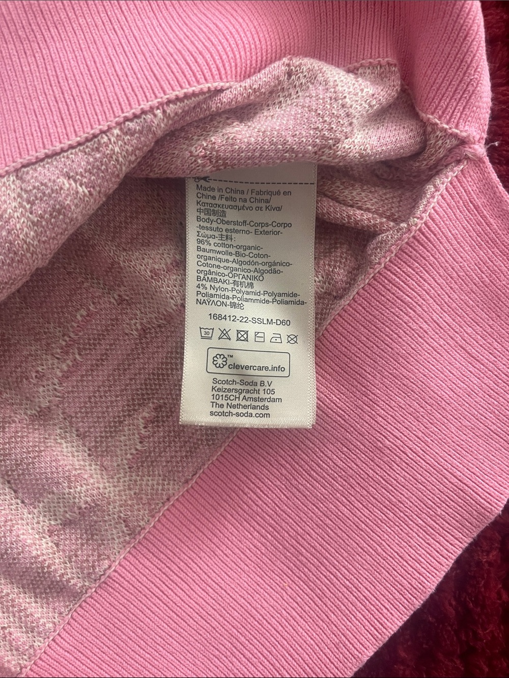 Scotch & Soda Pink Polo with Cream Palm Print - Picture 3 of 4